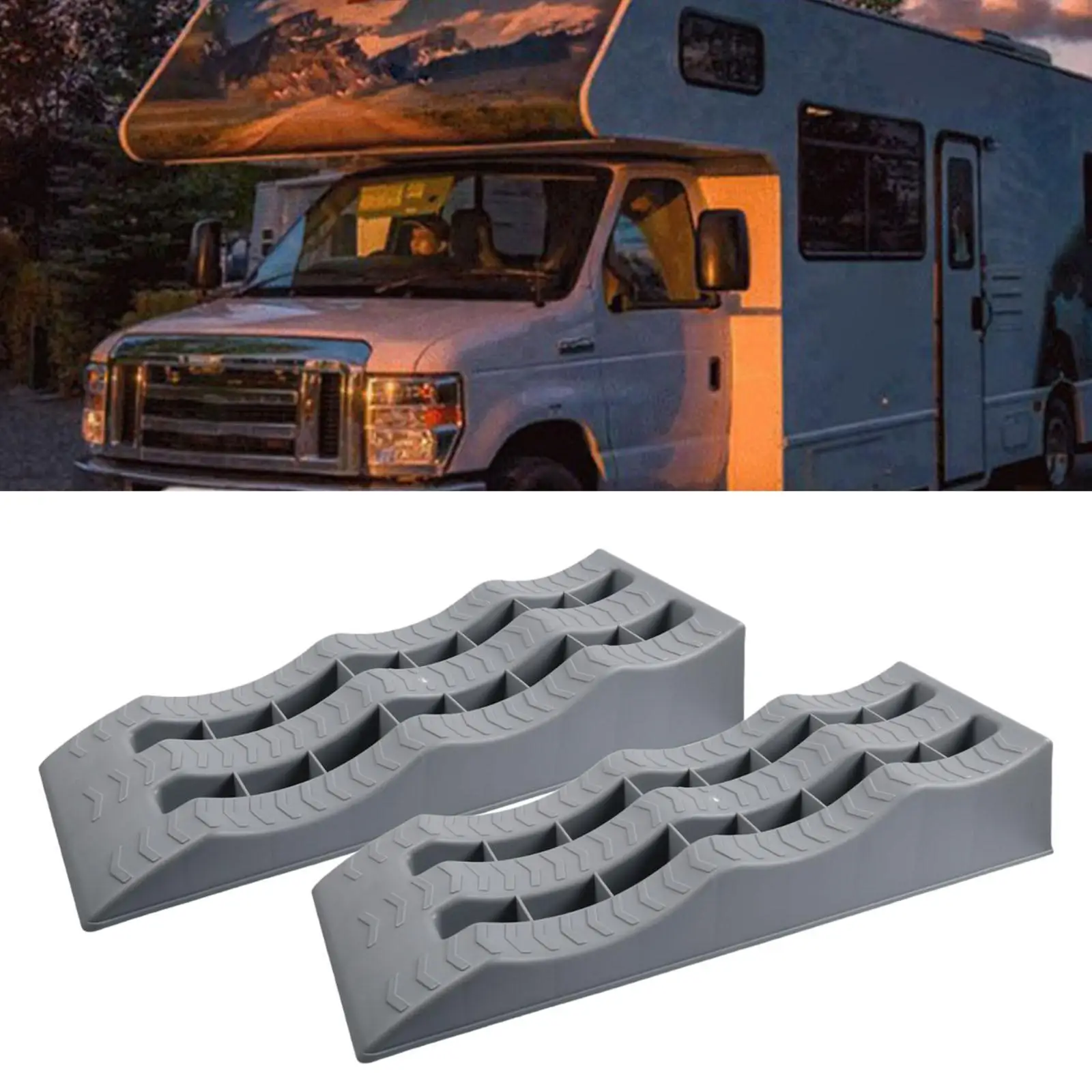 

Automotive Leveling Ramps High Strength PP Car Wheel Chocks Set for RV Campers Trailers SUV Outdoor Parking