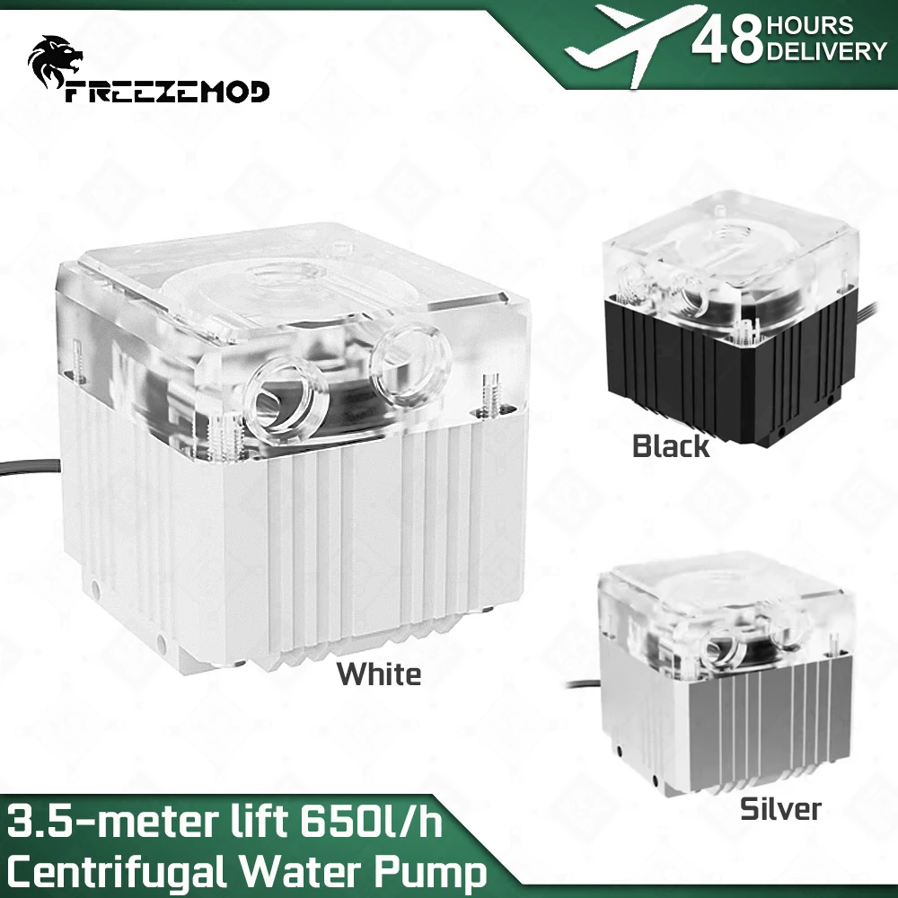 

FREEZEMOD Бесшумный водяной насос с головкой 3,5 м, 650 л/ч, ШИМ, резьба с датчиком температуры G1/4 'центровый привод, ПК с водяным охлаждением, MOD PU-EF4