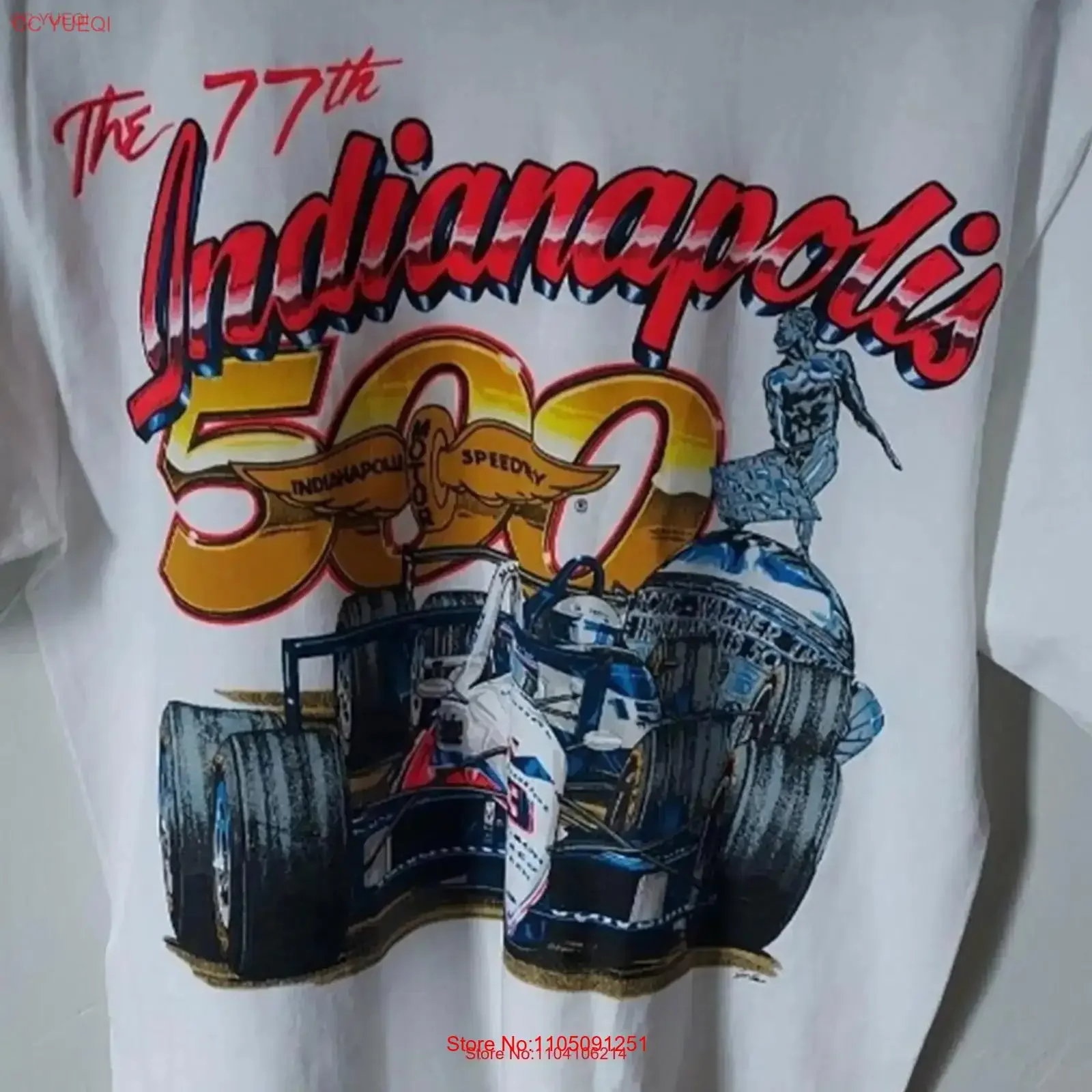 Винтажная футболка Indianapolis Indy 500 77 для бега, гоночная футболка 90-х годов, винтажная стираная модная слегка мужская повседневная футболка на день отца