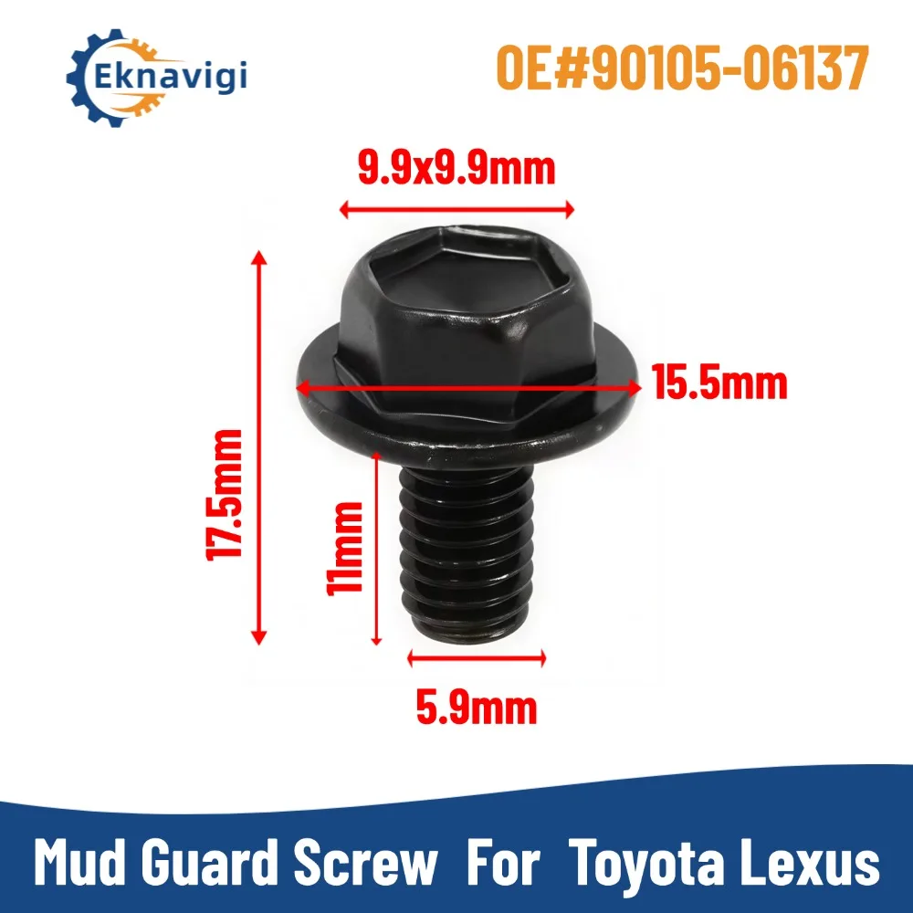 10PCS OE# 90105-06137 Body Fender Hex Head Flange Bolts Screws For Toyota & Lexus  9010506137