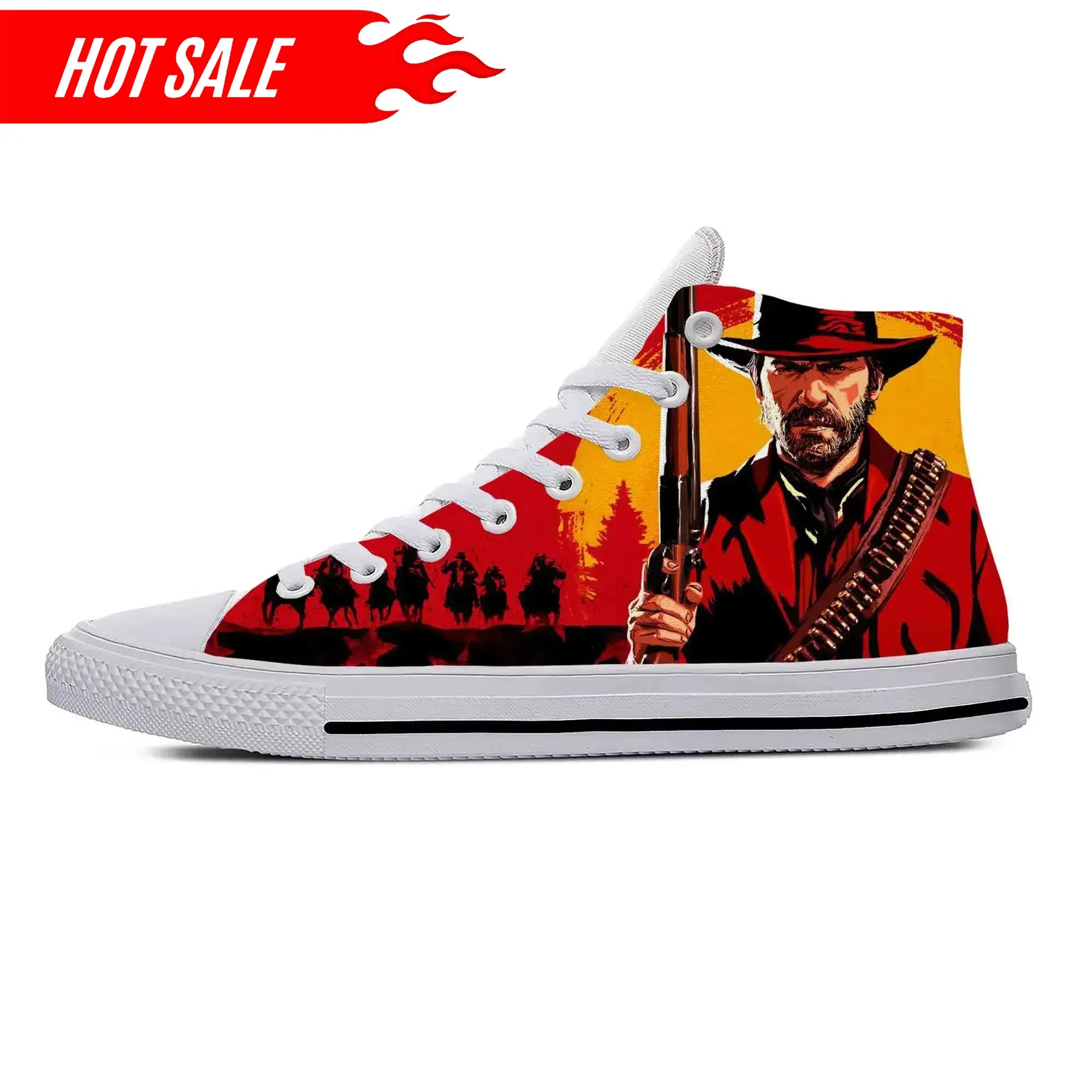 

Hot Cool Red Dead Redemption RDR2 Аниме Мультфильм Игра Забавная повседневная тканевая обувь Высокие мужские и женские кроссовки Классические туфли для доски