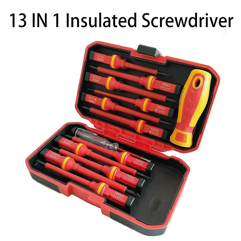 

13 in 1 Magnetic Screwdriver Set 1000V Insulated Phillips Slotted Professional DIY CRV Screw Driver Electrical Repairs Hand Tool
