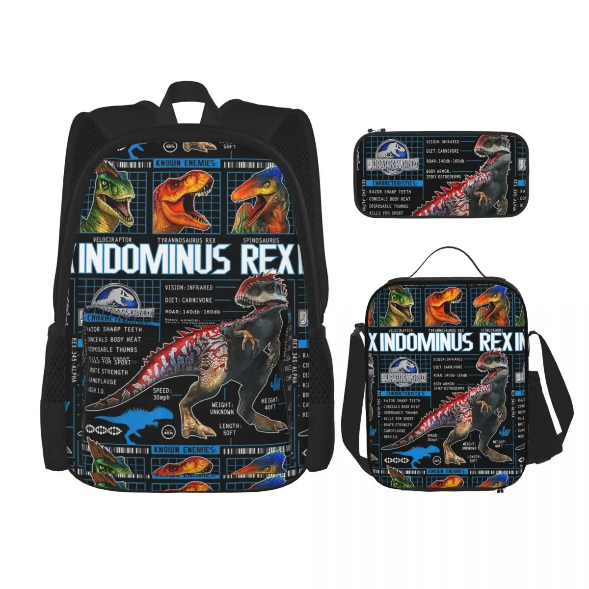 

Schematic Jurassic Park 3pecs/set Backpack for Student Laptop Canvas Bags Lunch bag Pencil Case