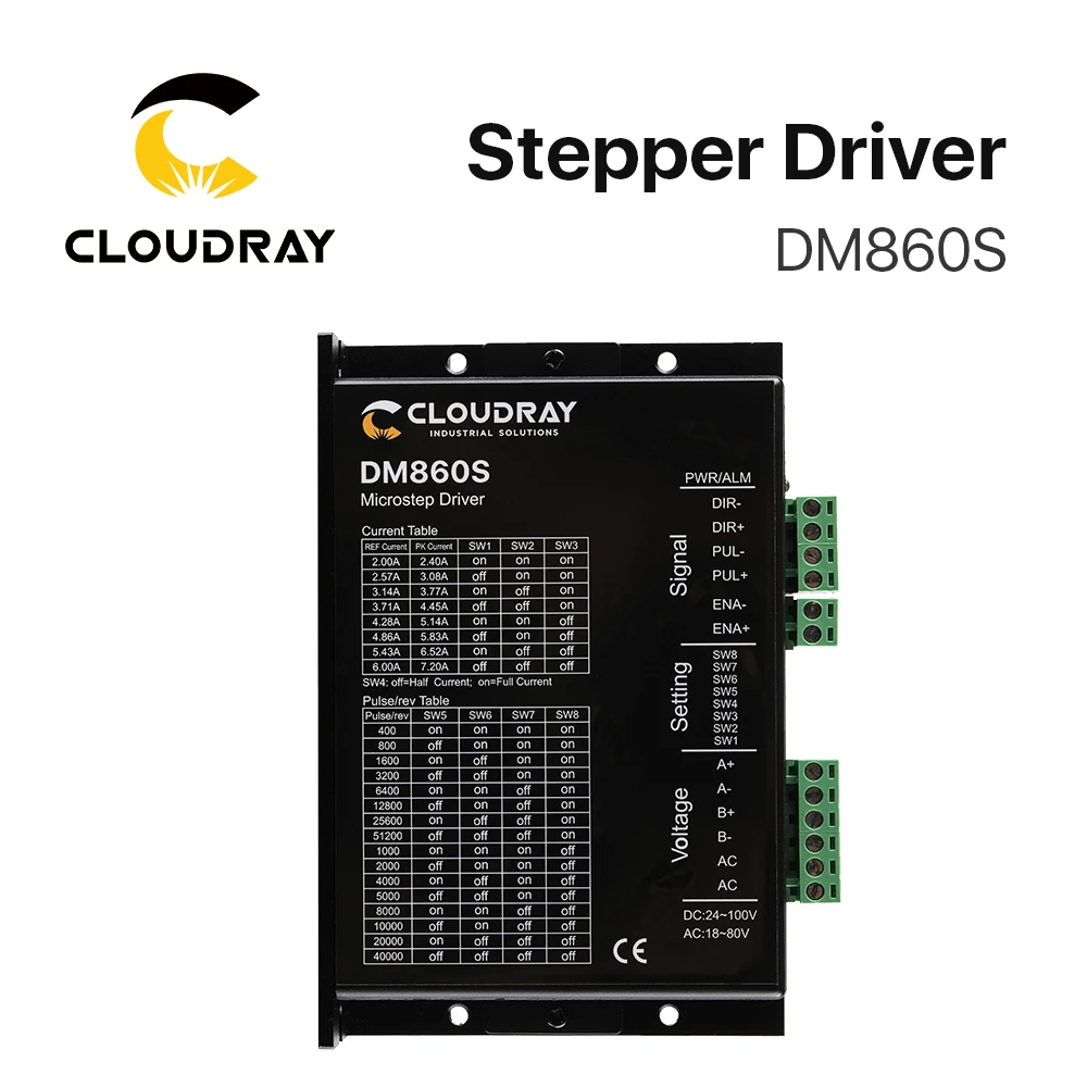 Cloudray Nema 34 Open Loop Stepper Motor Driver Kit 12N.m 6.0A DM860S 2.4A-7.2A for 3D printer CNC Engraving Milling Machine