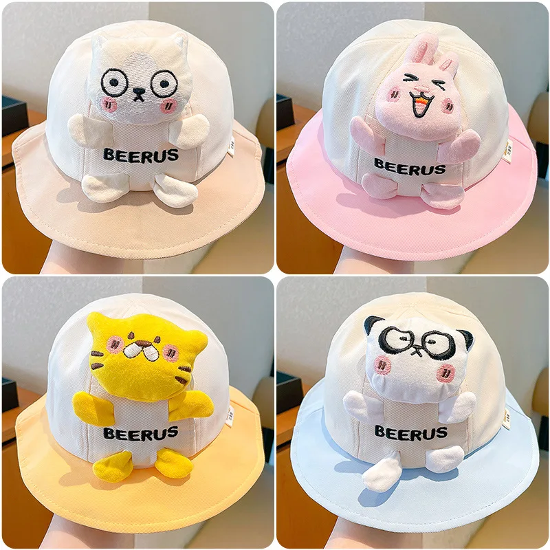 

Children's hats for spring and autumn, thin and cute cartoon, with large eaves for sun protection and shade, fisherman hats for