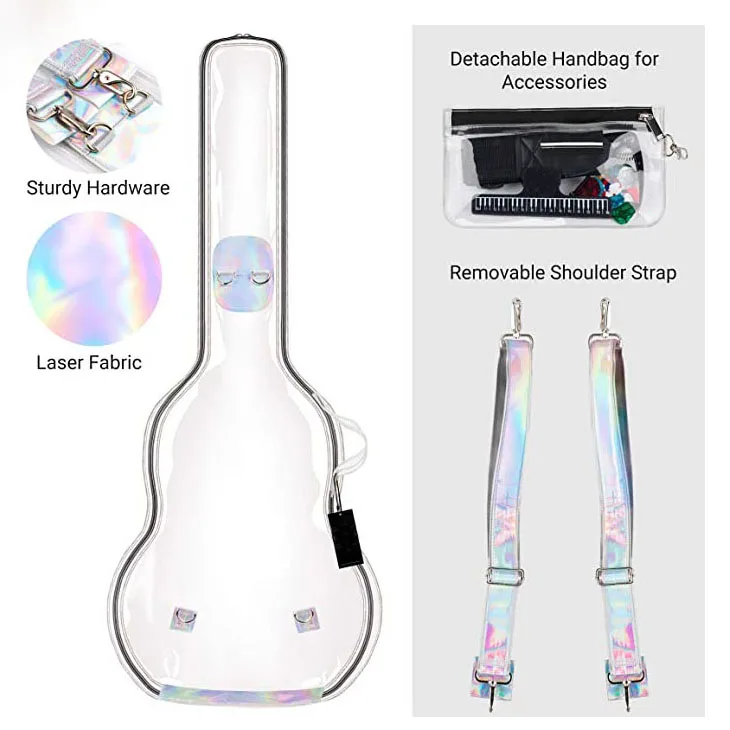 custom logo pvc tpu clear transparent waterproof guitar crossbody bag for daily life