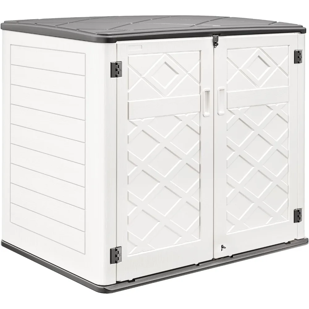 

50 Cubic Foot Large Horizontal Storage Shed, Outdoor Resin Cabinet, HDEP Plastic Tool Shed, Reinforced Floor, with Lockable Door