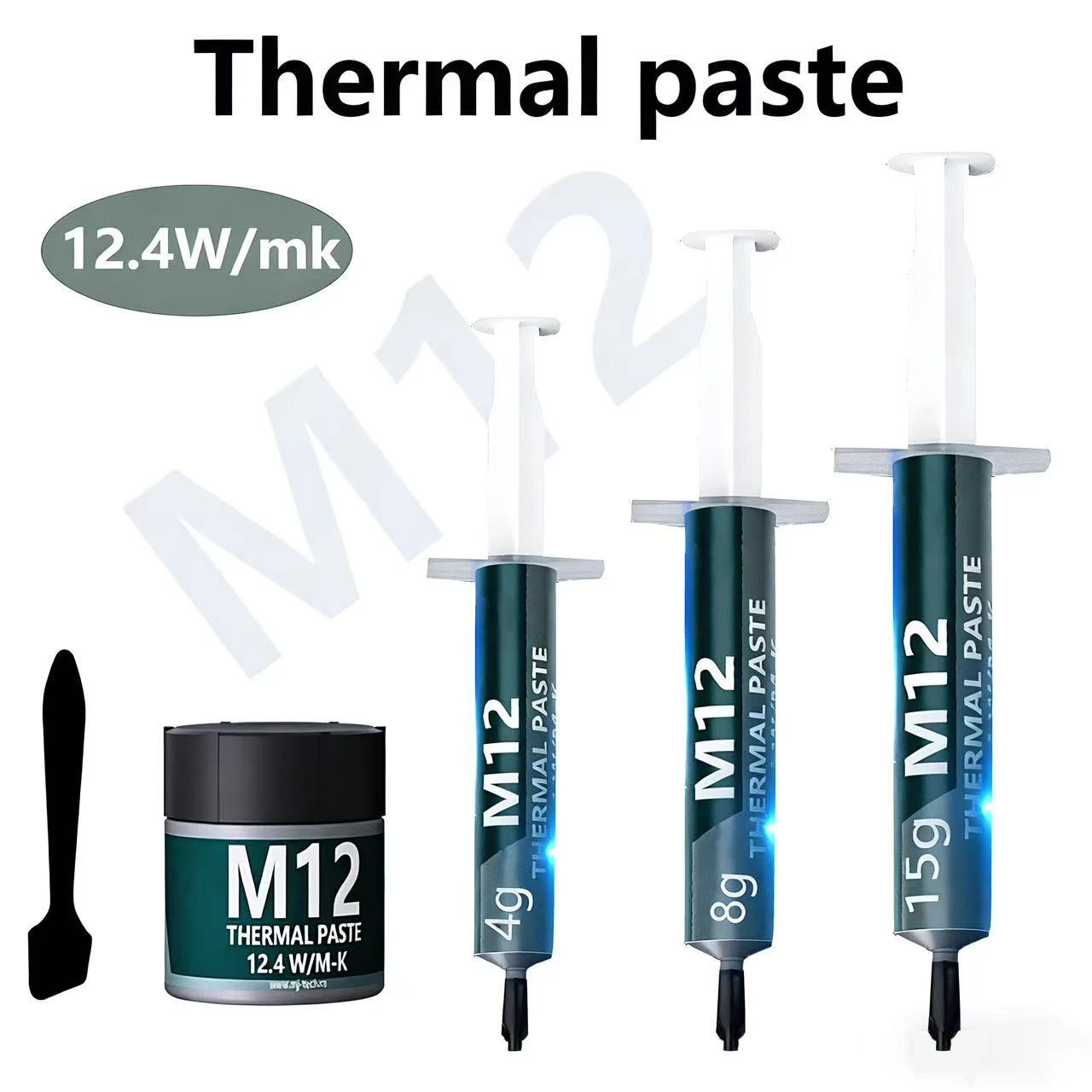 

Тепловая паста мощностью 12,4 Вт, проводящая смазка, высокоэффективное рассеивание тепла для быстого охлаждения процессора компьютера/графического процессора, доставка инструмента.