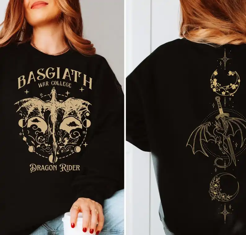 Vintage Basgiath War College 2 Sided Shirt Dragon RIder Shirt Fourth Wing Shirt Booklover Gift Violet Sorrengail Riorson Booktok