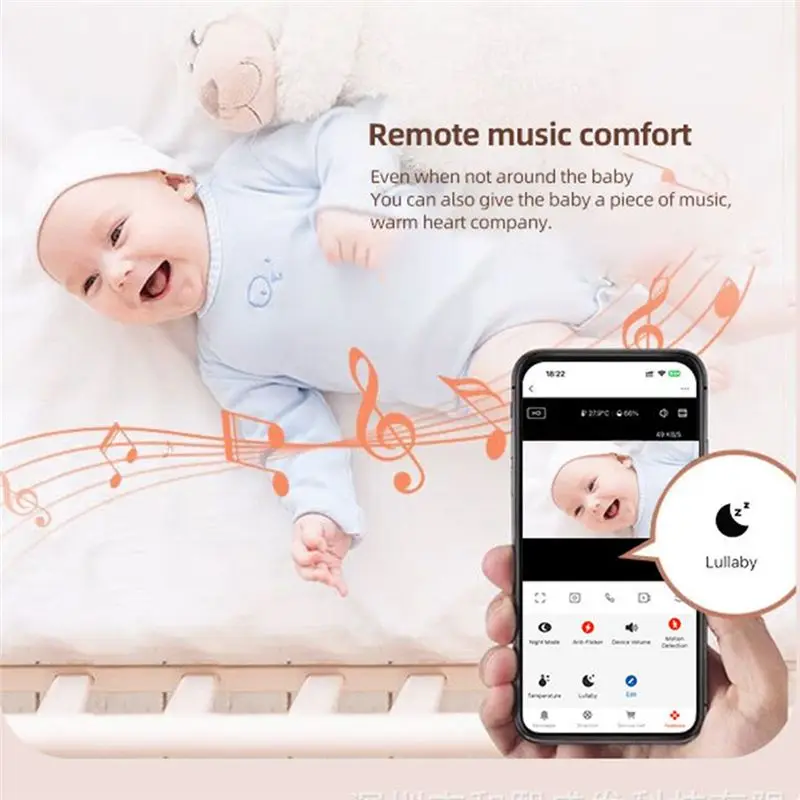 HRBAJ-Baby Monitor Babysitter Intercom Baby Camera Tuya Surveillance Camera Pink US Plug