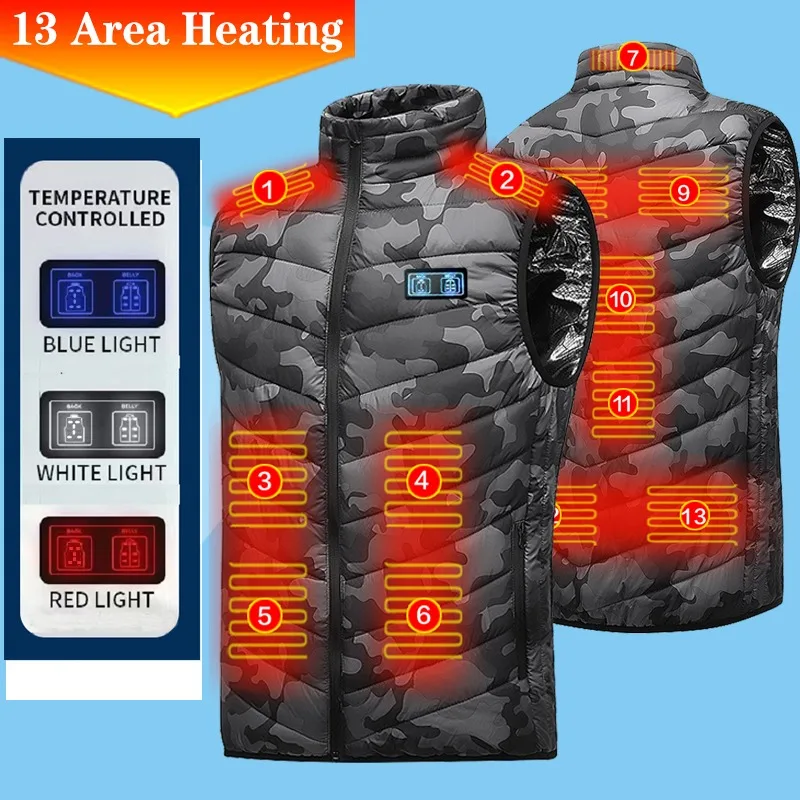 

Men's Camouflage Heated Cotton Filled Vest Outdoor Multi-Sport Functional Sleeveless Jacket Fishing Hiking Skiing Activities