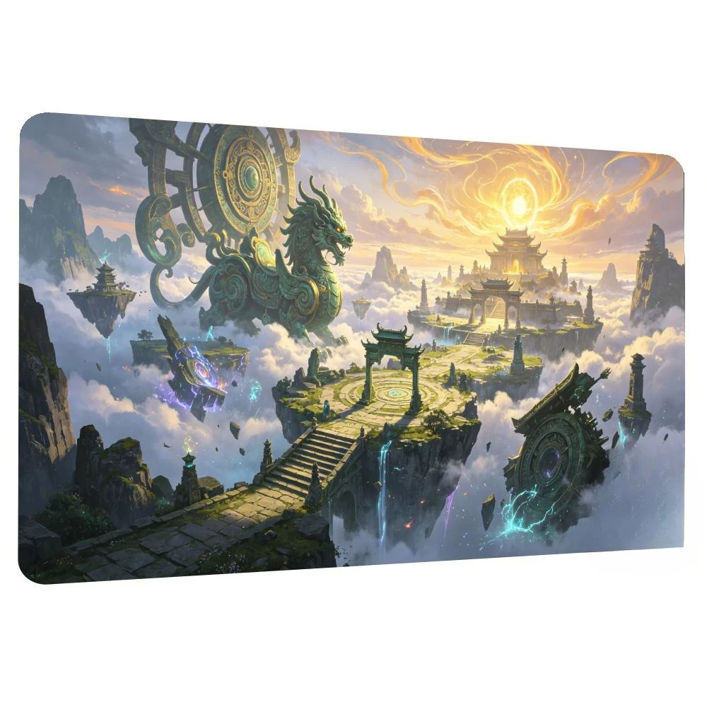 Large Card Gaming Mouse Pad Chinese Dragon TCG Playmat Anti-Slip Rubber Deskmat Office Desk Accessories Stitched Edges Game Mat