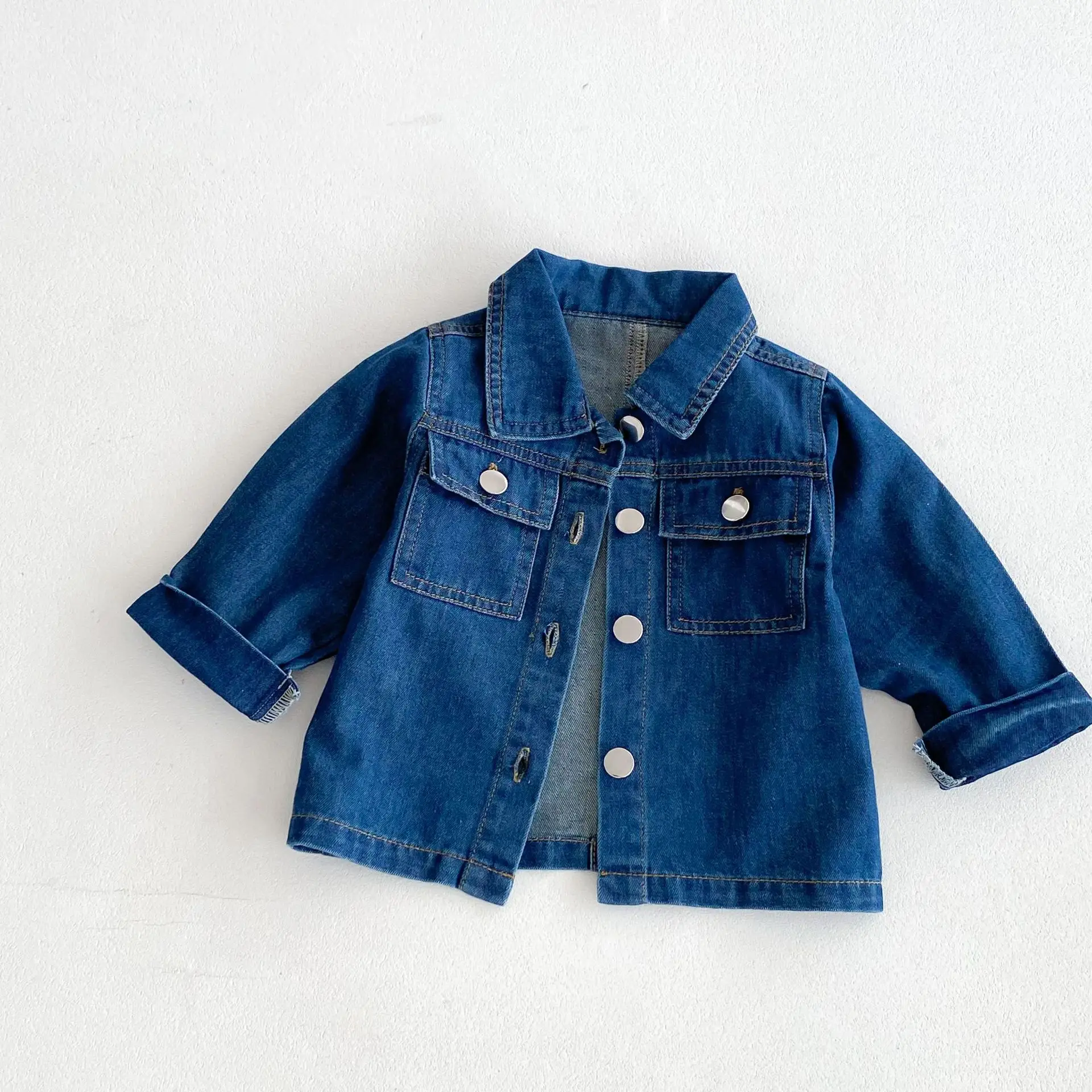 

Autumn New Children Loose Denim Jacket Boys Girls Casual Lapel Cardigan Coat Solid Versatile Toddler Baby Tops Kids Outerwear