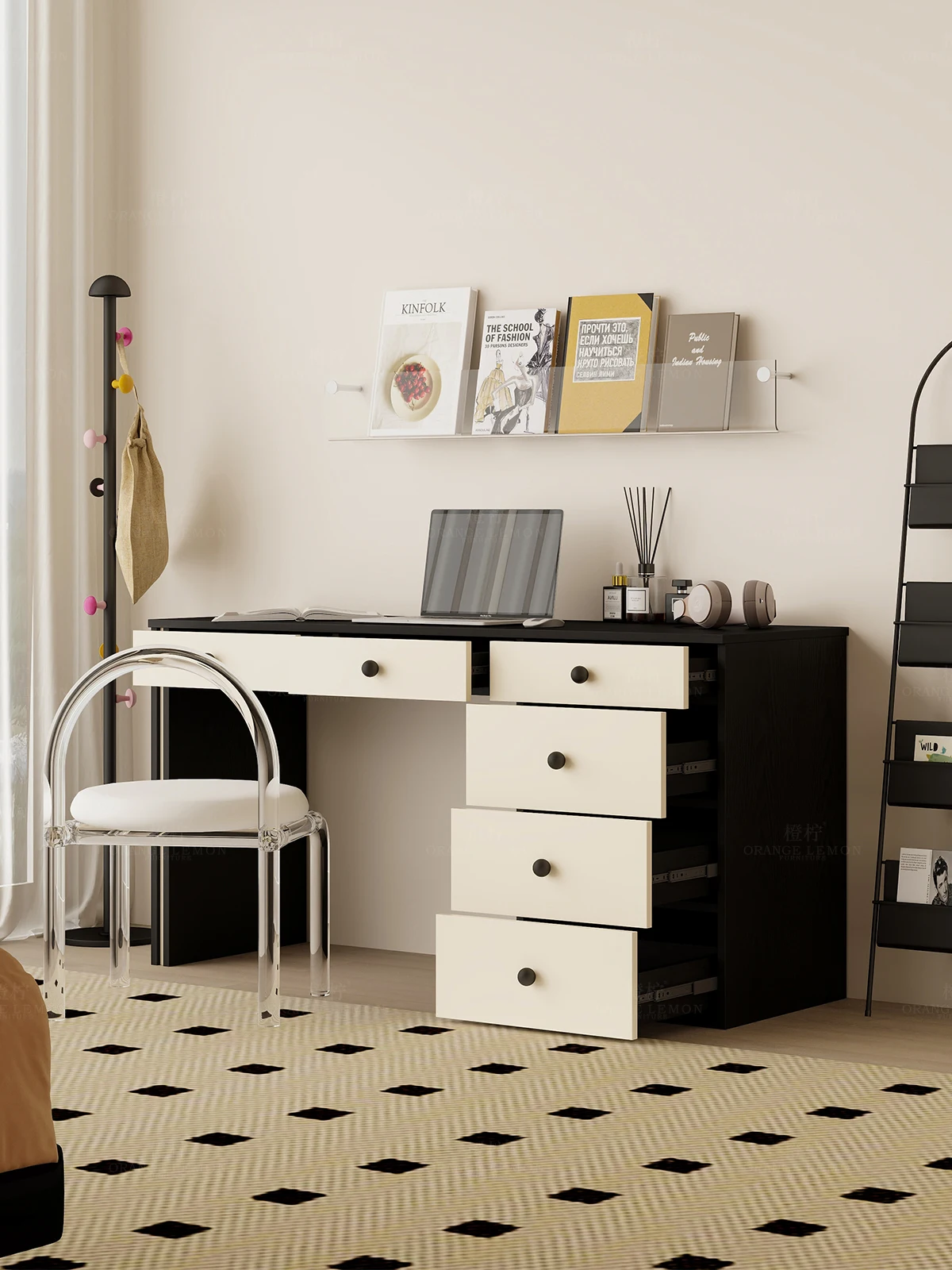 Cream Wind Computer Desk Bedroom Household Small Unit Study Desk Office