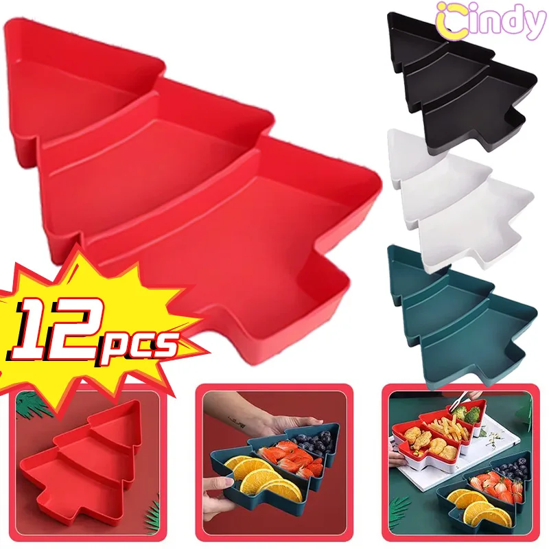 12PCS Fruit Tray Christmas Tree Dried Fruit Tray Plastic Candy Tray Home Snack Tray Melon Tray Party Supplies Home Supplies