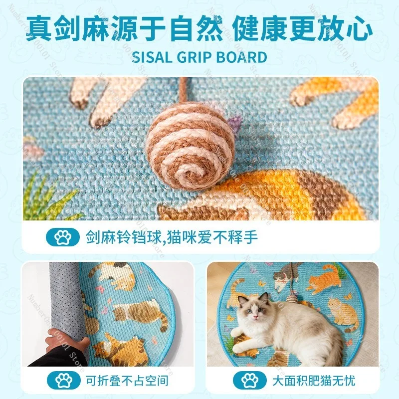 Vertical Sisal Cat Scratching Board Durable Wear Resistant Non Shedding Scratch Pad Wall Mounted Cat Toy Post Furniture