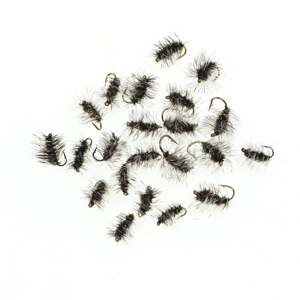 ICERIO 5/6PCS Griffith's Gnat River Dry Fly Kleine Fliegen Forelle Grayling Fliegenfischen Köder Pfau Herl Körper Grizzle Hackle # 10 # 14