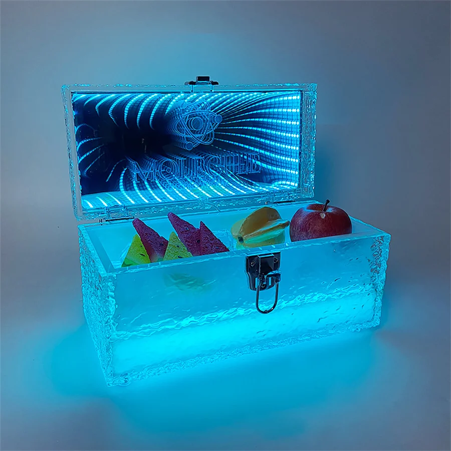 Rechargeable LED Mirror Champagne Bottle Briefcase VIP Service Suitcase Wine Display Carrier Box Glorifier Presenter Case