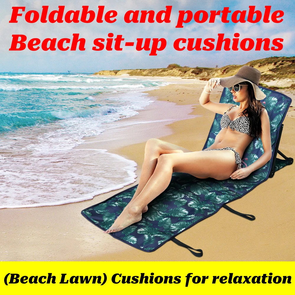 Portable Beach Lightweight Adjustable Folding Reclining Beach cushions Mat with Back Support for Sunbathing Camping Patio Lawn