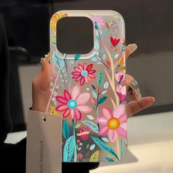 Luxury Lotus Flowers Phone Case For iPhone 11 15 Plus 17 Pro 16 14 Pro Max 12 13 15Pro Cases Funda Cute Aesthetics Florals Cover