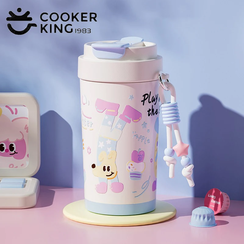 

COOKER KinG 420 мл термос из нержавеющей стали кофейная чашка мультяшная соломенная чашка портативная двойная бутылка для питьевой воды для мальчиков и девочек