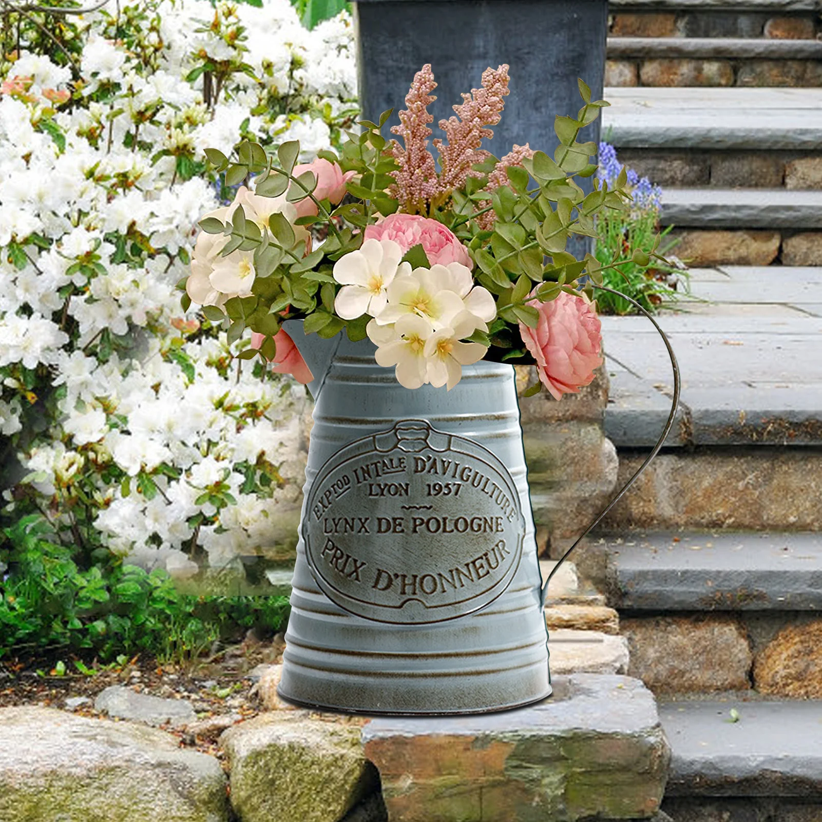 Vintage Flower Pot Galvanized Iron Metal Planter Vase Succulent Plant Holder Retro Garden Flower Bucket For Home Decor Ornament