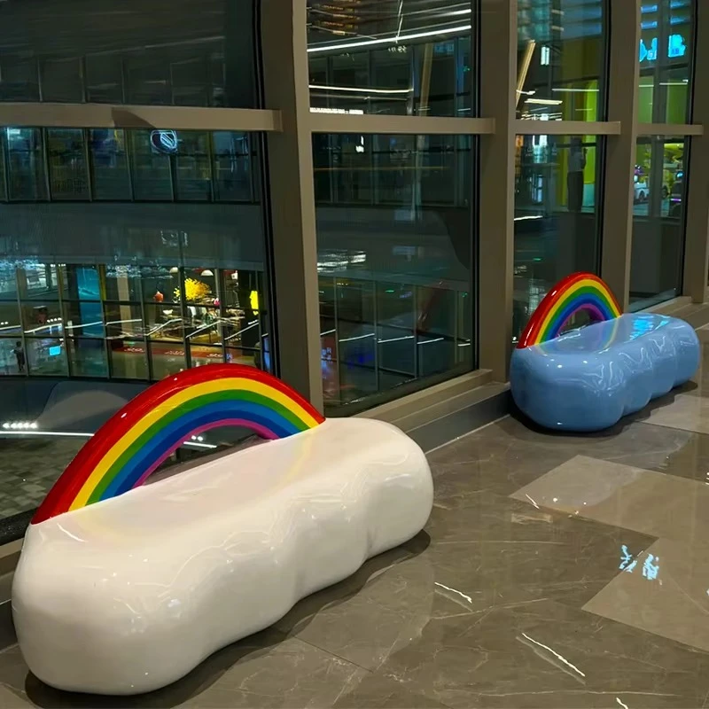 *Fiberglass Rainbow-colored Leisure Chairs, Outdoor Creative Benches, Public Waiting Chairs, Shopping Mall Rest Chairs