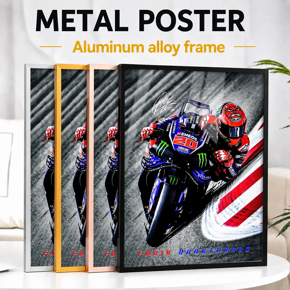 Fabio Quartararo MotoGP Racing Framed Metal Print Customized Photo Colorful Pop Style Wall Art For Man Cave Memorable Fan Gift