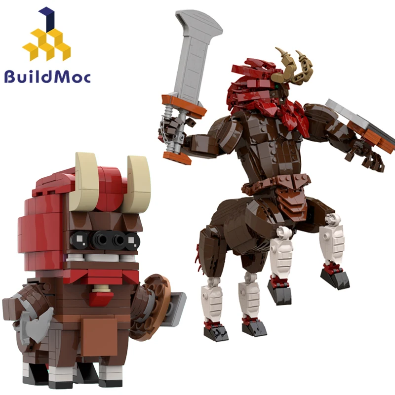 BuildMoc Breaths the Wild Brickheadz Monster Centaurs Lynels Building Blocks Set For Horse Beast Kass Bokoblineds Bricks KidToy