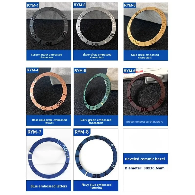 For Rolex Black YACHT-MASTER 38mm 40mm Ceramic Bezel insert Men Watch Rings Parts Submariner Daytona nh35 nh36/38 Case Accessory