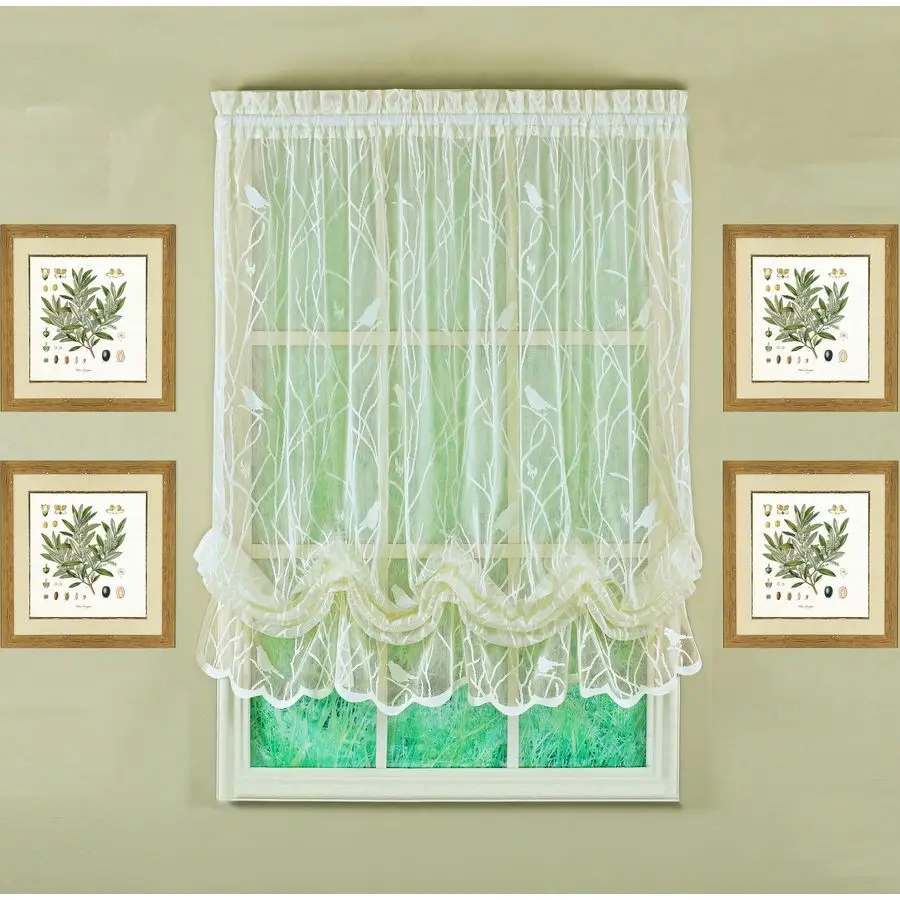 

Curtain, Songbird SemiSheer Lace Balloon Shade, Ivory, 57 W x 63 L