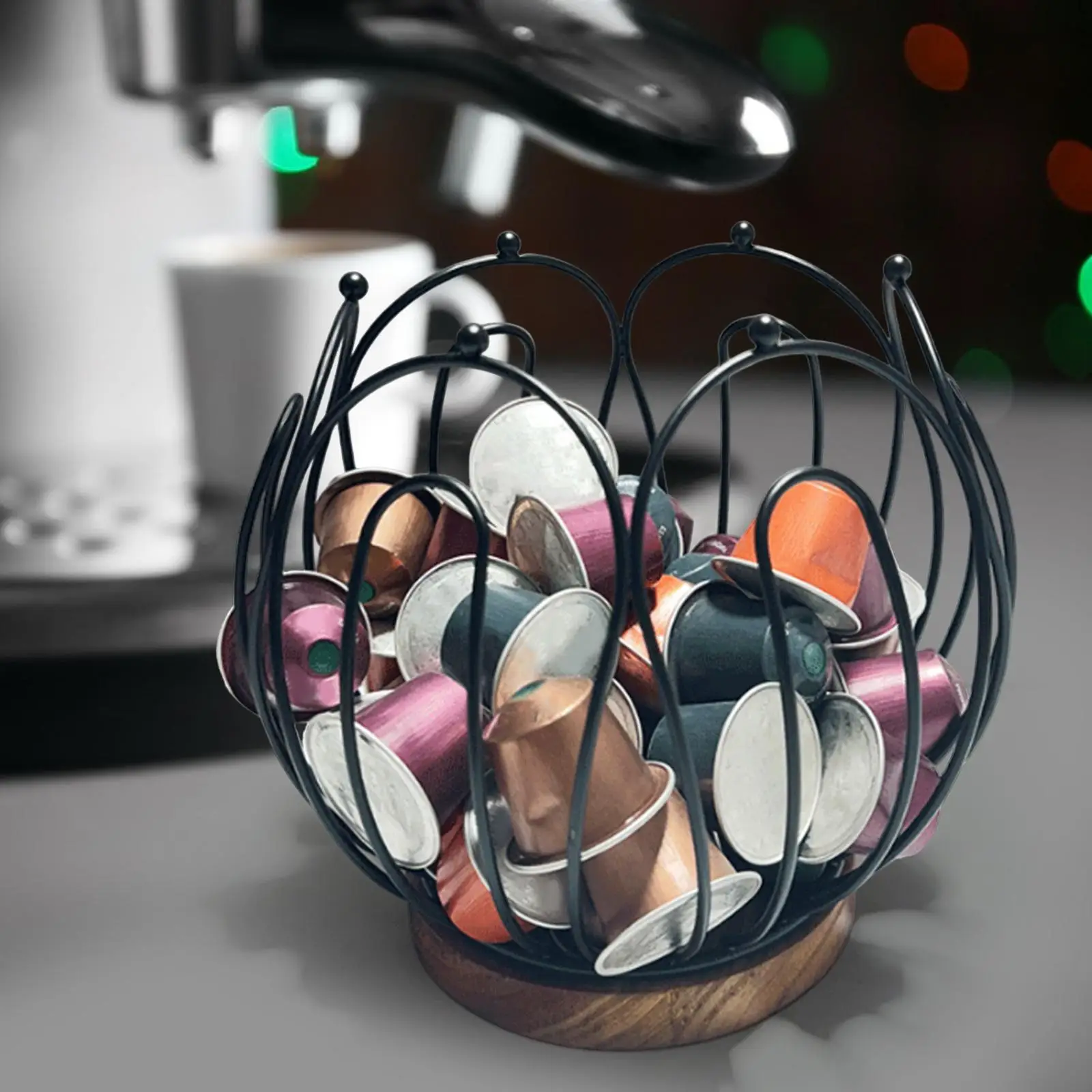 Kitchen Coffee Pod Holder Modern Capsule Storage Iron Basket for Coffee Organization and Decor