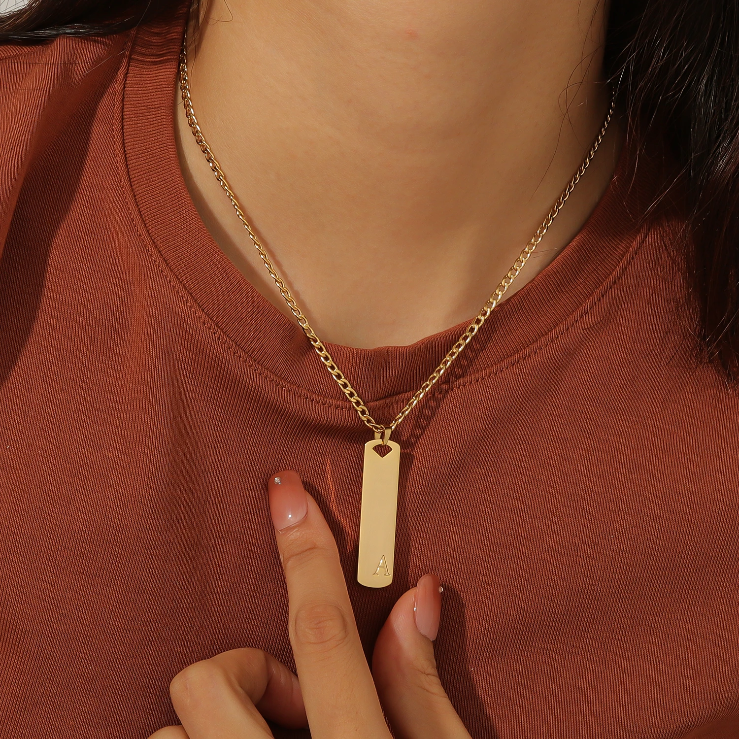 قلادة مخصصة لصور العين - رمز الموسيقى المحفور الشخصي والنص على هدية مجوهرات على قلادة مربعة من الفولاذ المقاوم للصدأ