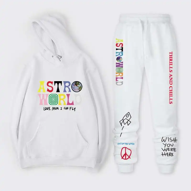 

Модные повседневные топы и спортивные брюки с принтом Astroworld для мужчин и женщин, удобная спортивная одежда свободного кроя в стиле худи