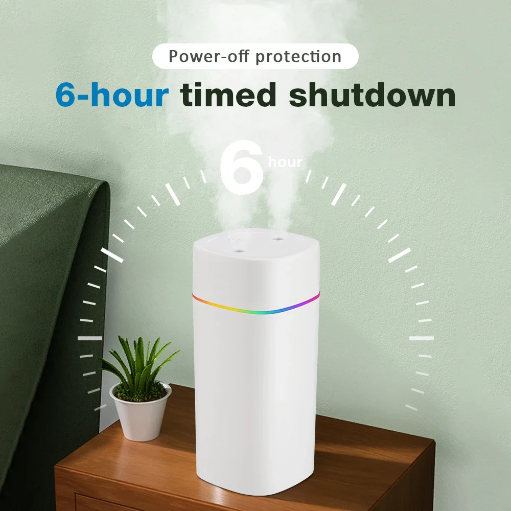 Large Capacity Dual Spray Humidifier for Home Bedroom Office 600ML Silent Water Replenisher Air Purifier Wireless Water Diffuser