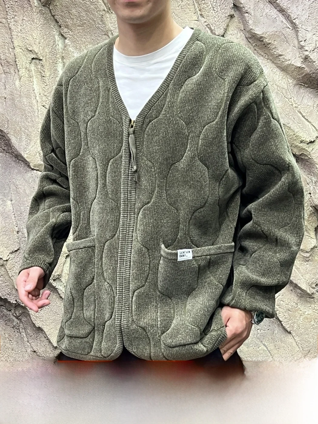 Hemp Seed Pattern Embroidery! Thickened Warm Loose Casual Knitted V-neck Elastic Open Cardigan for Couples Autumn Winter Wear