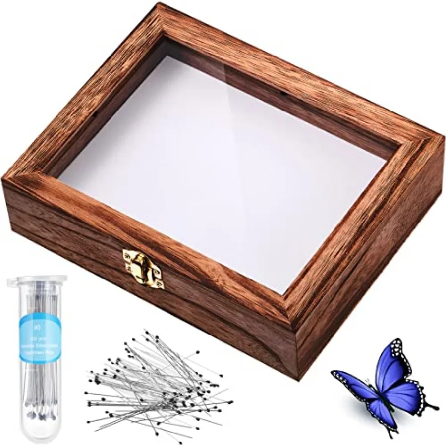 

Insect Display Case Bug Display Case Box Collection with Clear Lid and Mat Acrylic Top EVA Foam Pinning Board and 100 Pcs Pins