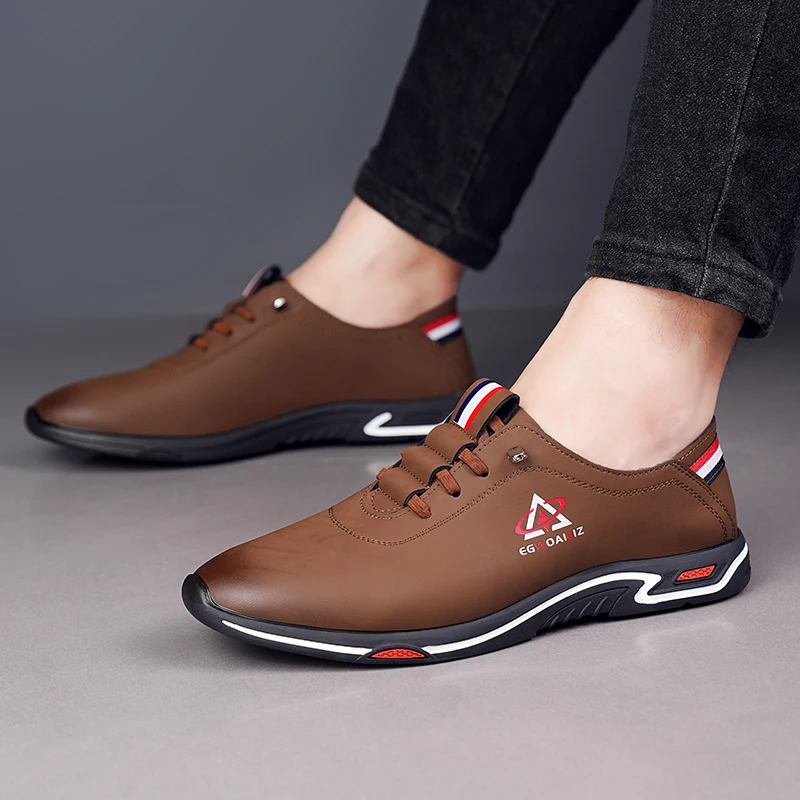 Classic Brand Men's Leather Casual Shoes Soft Soles Soft Surfaces Office Sports Shoes Men's Flat Oxford Shoes Versatile Sneakers