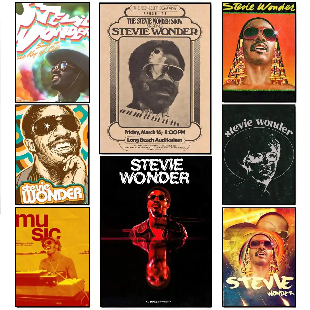 Soulful Talented Singer S-Stevie Wonder Poster Poster HD  Waterproof Wall Sticker Bar Living Room Decor Gift