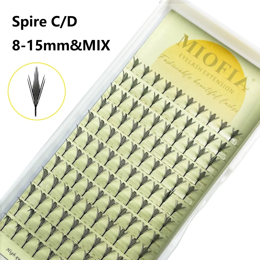 MIOFIA برج العلوي ريشة شكل رمش تمديد هزلية الطبيعية خفيفة الوزن الرموش الصناعية قبل الصنع المشجعين جلدة لأداة ماكياج