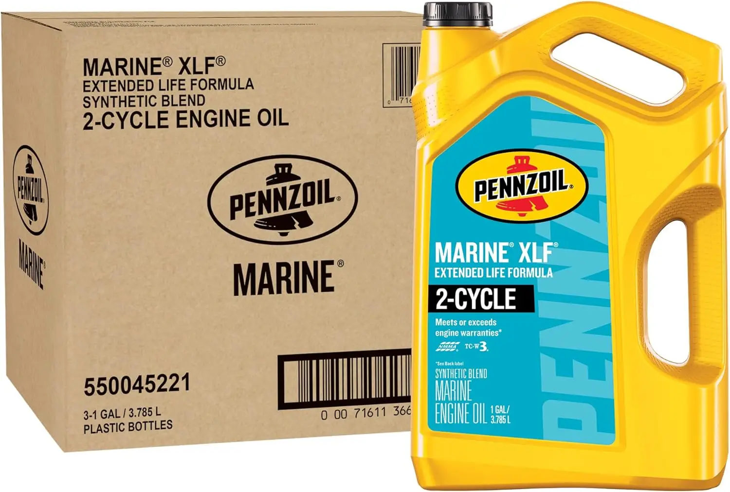 Pennzoil Marine XLF Extended Life Formula Engine Oil, 1 Gallon (3-Pack)