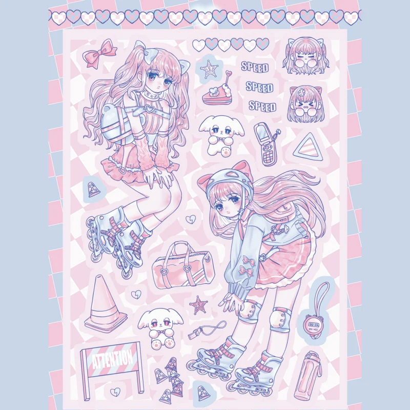 Cartoon Sweet Cute Kawaii Girl Double Character Stickers Handbook Phone Case Notebook Diary Scrapbook DIY Decorative Stickers