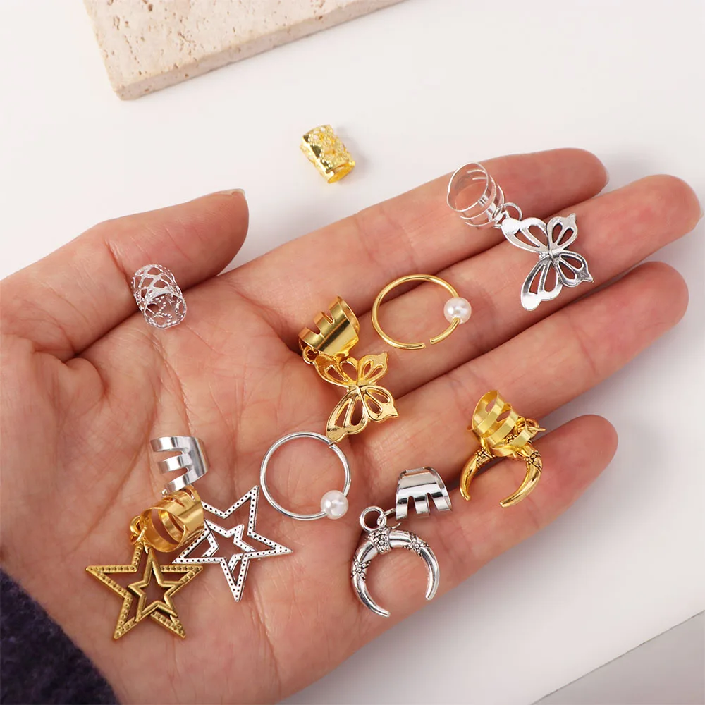 25pcs Butterfly Hollow Out Hair Ring Hair Braiding Dread Locks Dreadlocks Beads Multi Style DIY Hair Braid Tubes Hair Jewelry