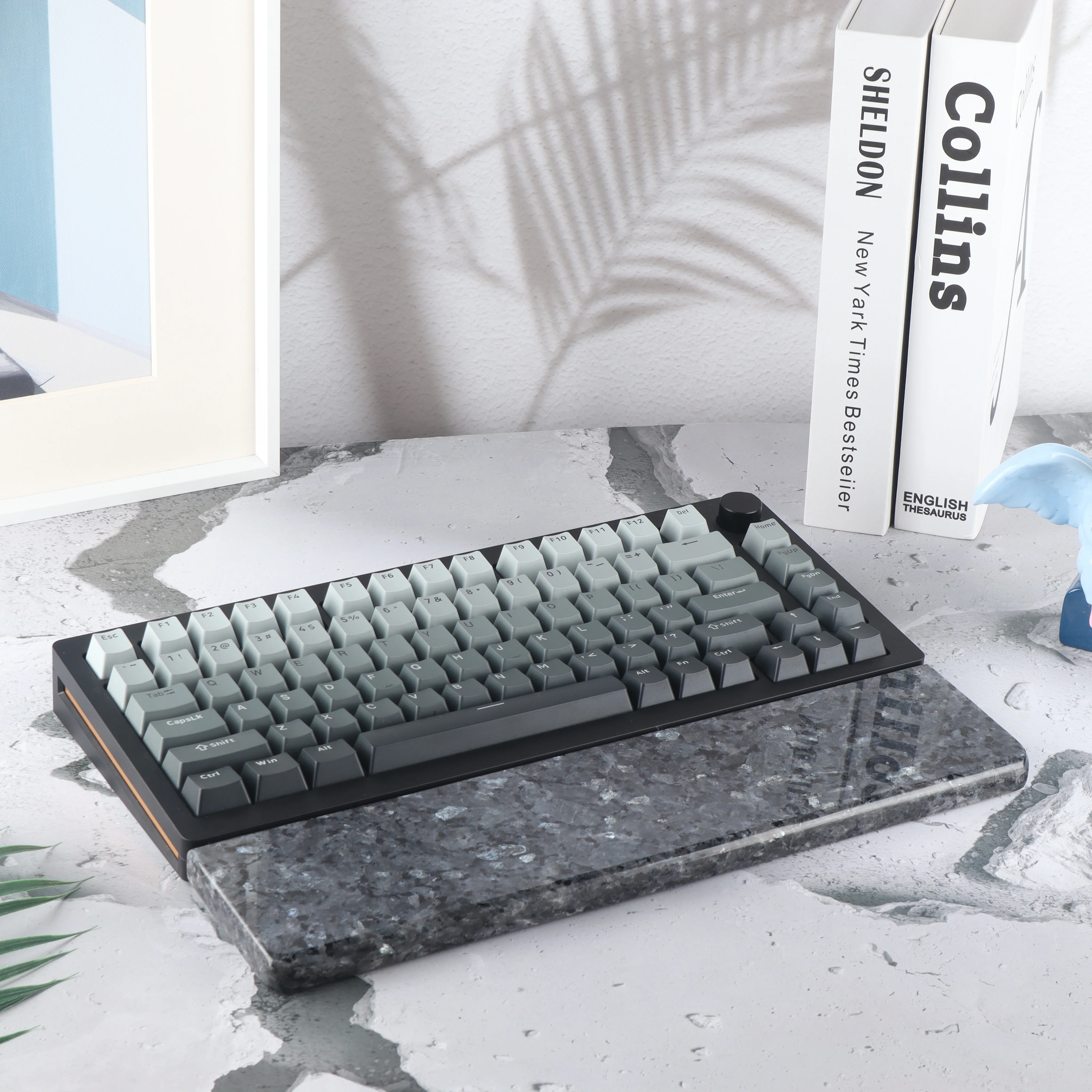 Quartz Keyboard Wrist Rest Pad for Mechanical Keyboard Black Cool Hand Releax Customize 61 64 68 84 87 96 104 108 Size Anti-slip