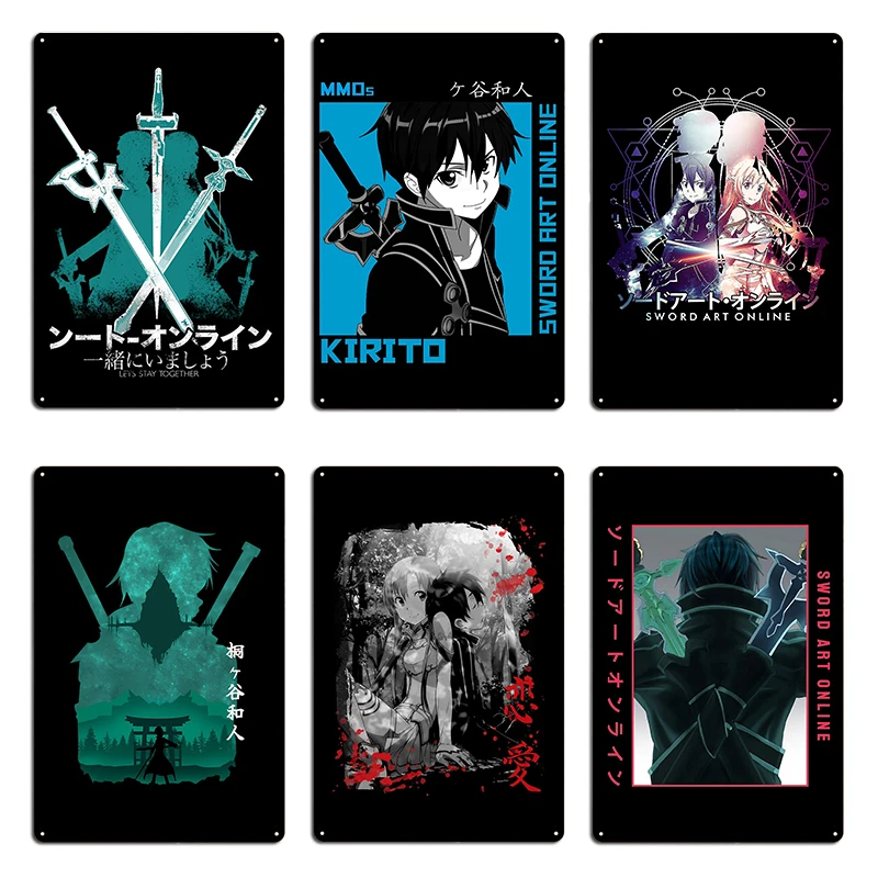 kirito sword art blue style design  Asuna & kirito happily art Metal Plaque Kitchen Designing Club Tin Sign Poster