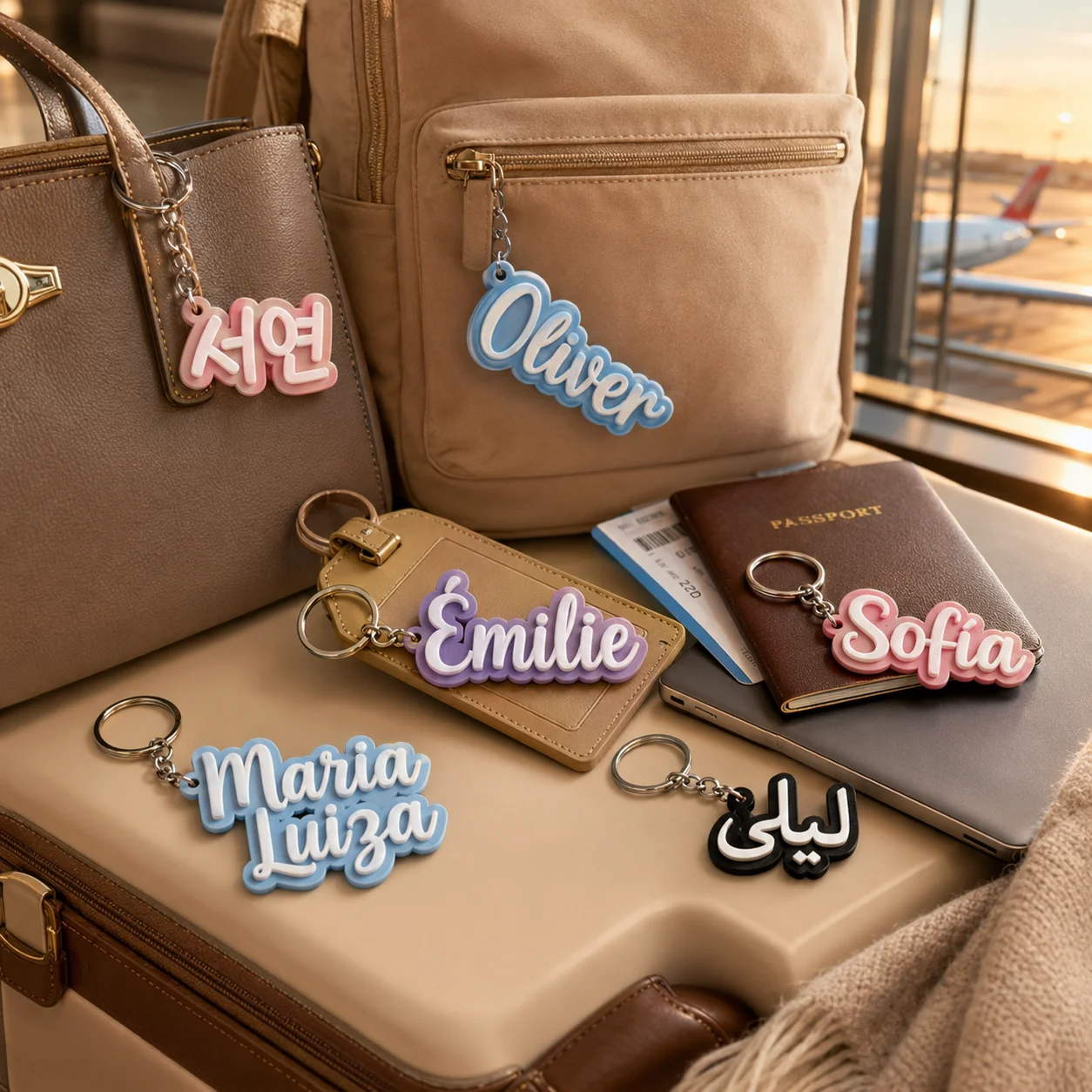 1pc/3pc/6pc Custom Double Layer Acrylic Name Keychain, Personalized 3D Raised Letters Keyring,Custom Name Pendant, Car Key Charm