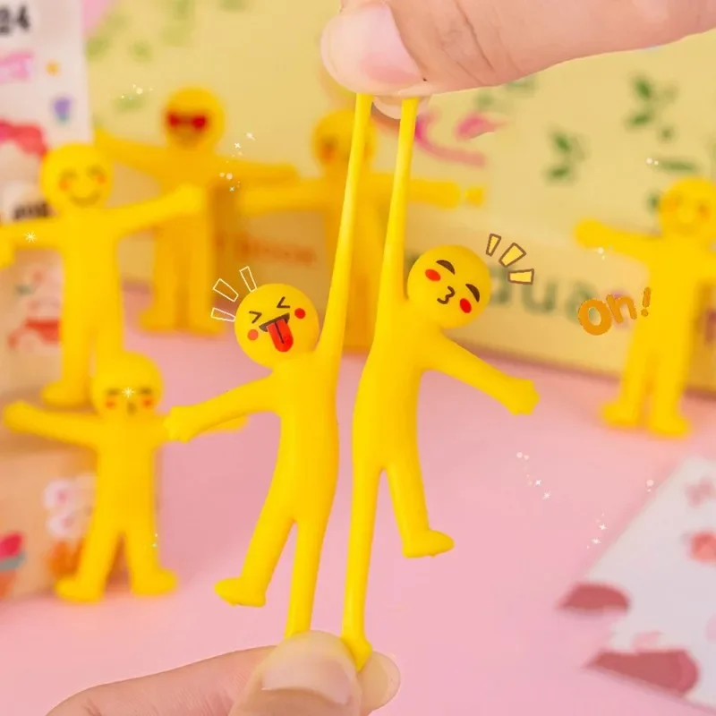 15Pcs Stretchable Yellow Minifigure Stress Relief Toys Kids Party Rewards Birthday Gifts Carnival Party Favors Giveaway