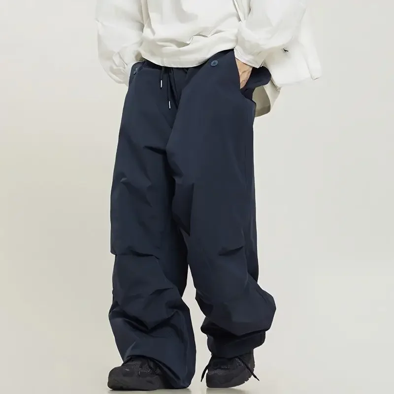 

HOUZHOU Parachute Pants Sport Men Baggy American Street Cargo Wide Leg Trousers Male Tracksuit Hip Hop Loose Casual Oversize