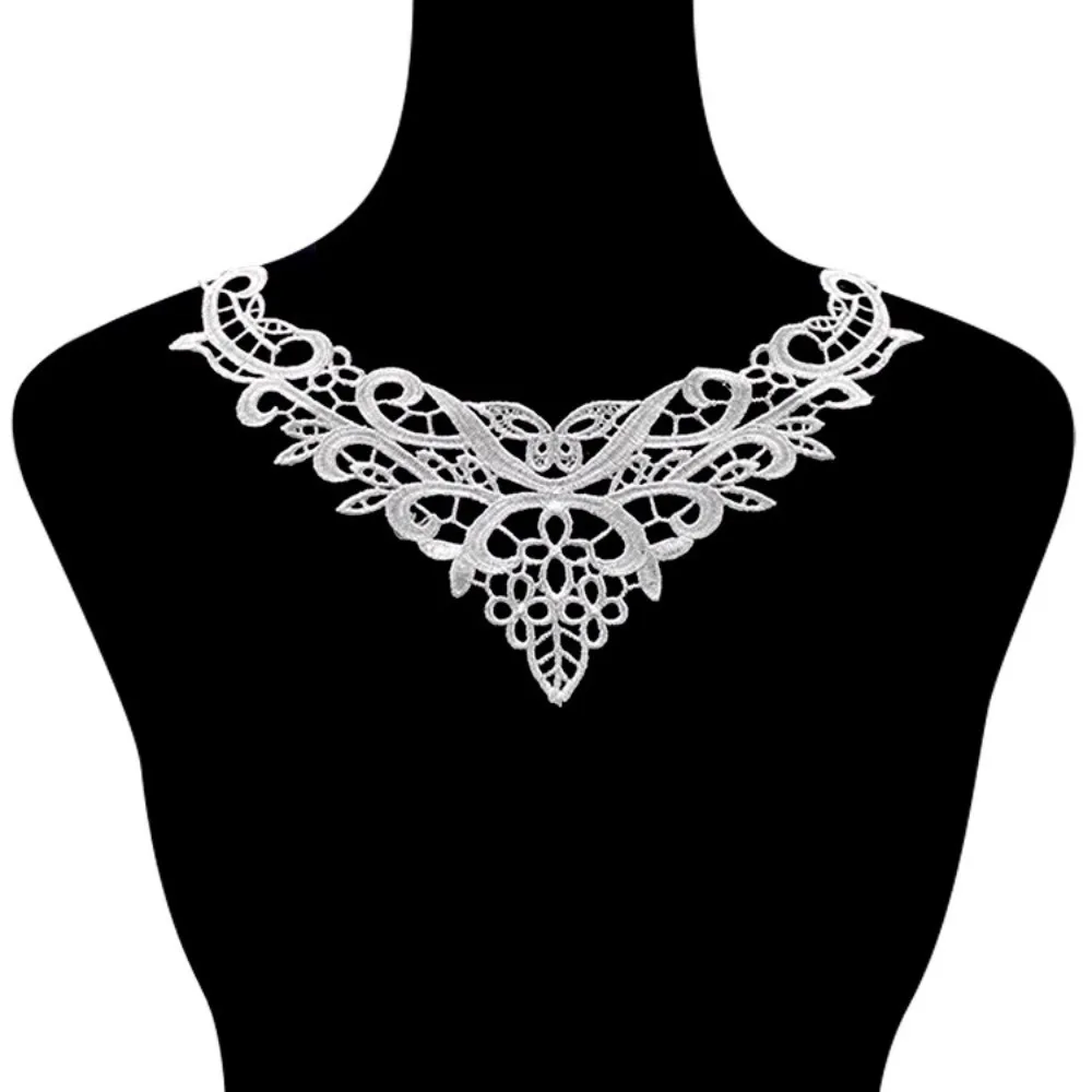 

Fashion Black Lace Embroidery Collars Hollow Elegant V-Neck Butterfly Applique for Dress Gown Costumes DIY Sewing Collar