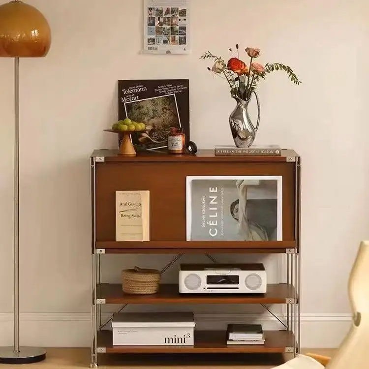 

Solid wood boxwood magazine cabinet bookshelf Nordic simple living room storage bookcase side cabinet bedroom shelf display rack